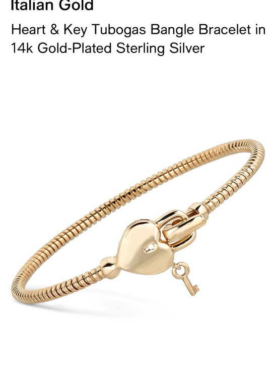 Jewelry - 14k Gold-Plated Heart & Key Tubogas Bangle Bracelet - Gold